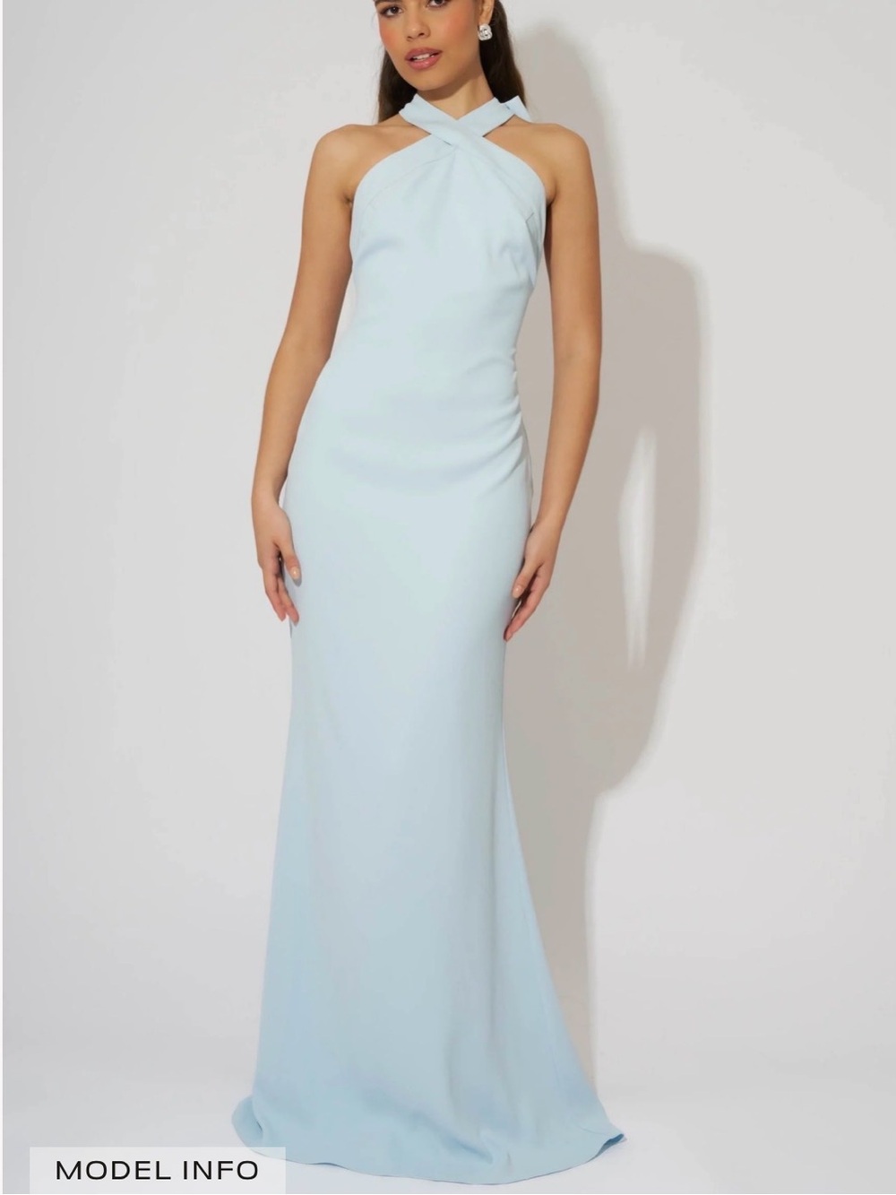 Classic Cross-Neck Maxi Dress in Light Blue
